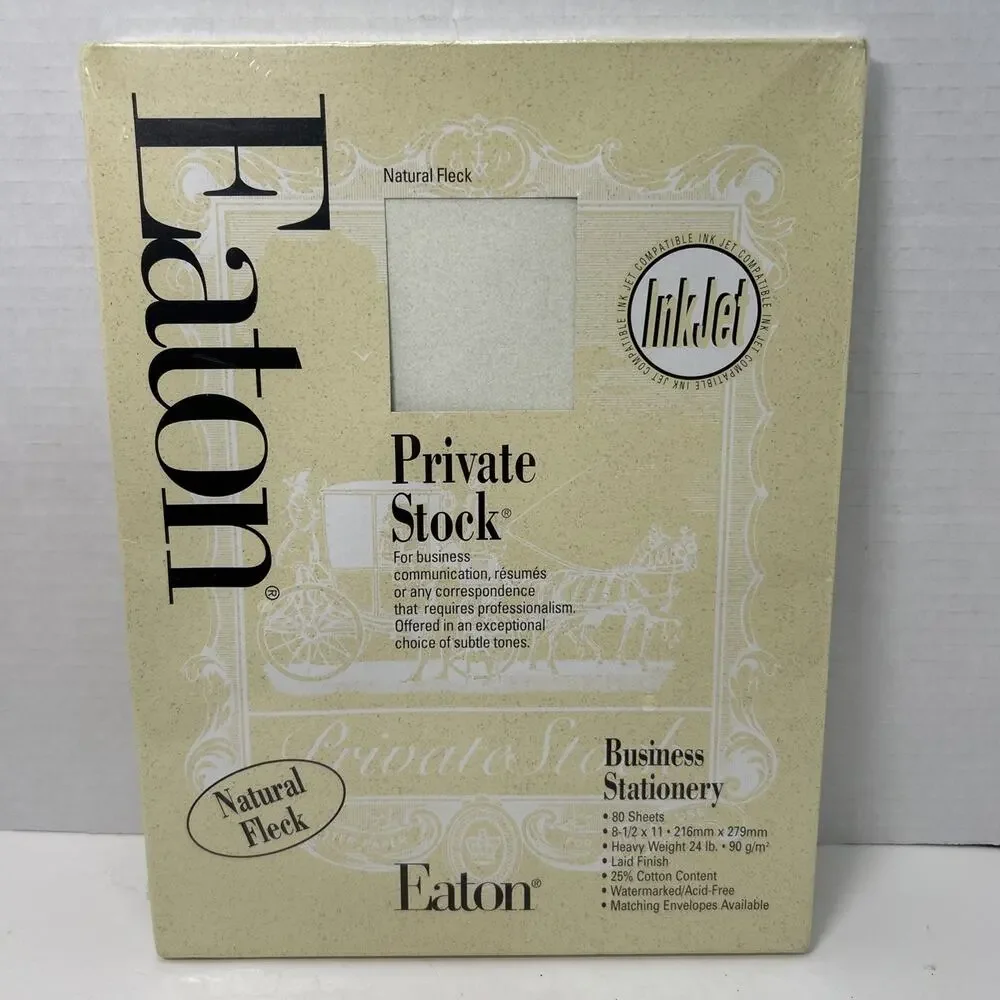 Eaton Private Stock Business Stationary 24lb 8.5x11 Natural Fleck 80 Sheets